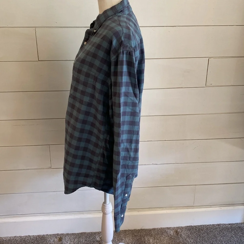 J. Crew Slim All Cotton Oxford. Size L. Blue plaid. Button-down. Vintage.